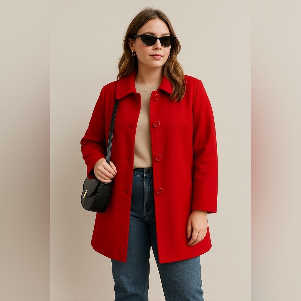 Banana Republic Women’s Medium Red Blazer Classic Peacoat Midi Button Up